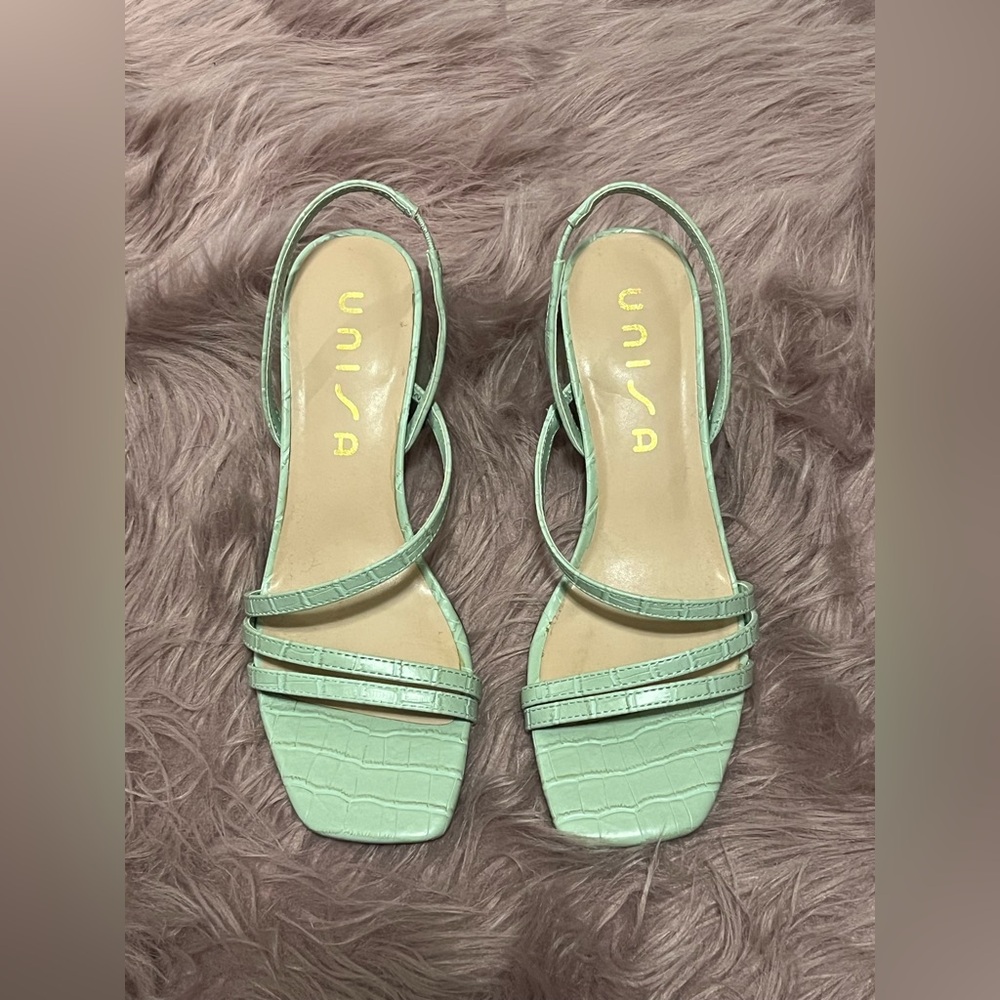 Unisa Marie Sage Green Strappy Slingback Heeled Sandals